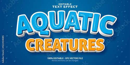 Editable plastic style text effect Aquatic Creatures text