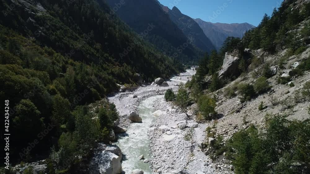 Vallée de Gangotri dans l'État de l'Uttarakhand en Inde vue du ciel Vallée de Gangotri dans l'État de l'Uttarakhand en Inde vue du ciel