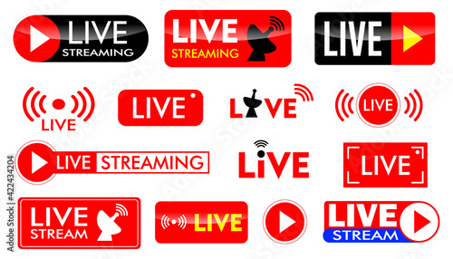 set of live streaming icon or live broadcasting online concepts. eps 10 vector. easy to modify