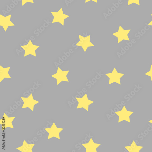 Yellow stars   vector illustration. Star shape isolated on gray background. Kids seamless patternpattern