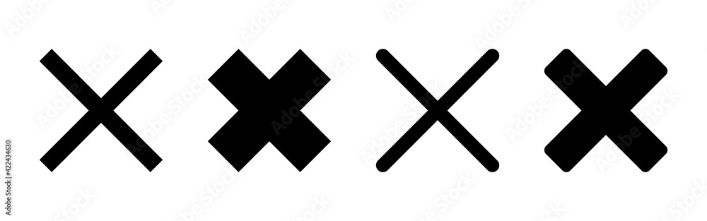 Close icon set. Delete icon vector. cross sign Close icon set. Delete icon vector. cross sign