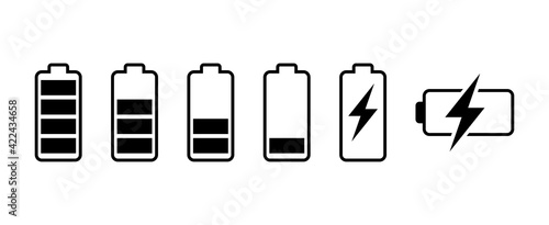 Fotografia Battery icon set. battery charge level. battery Charging icon