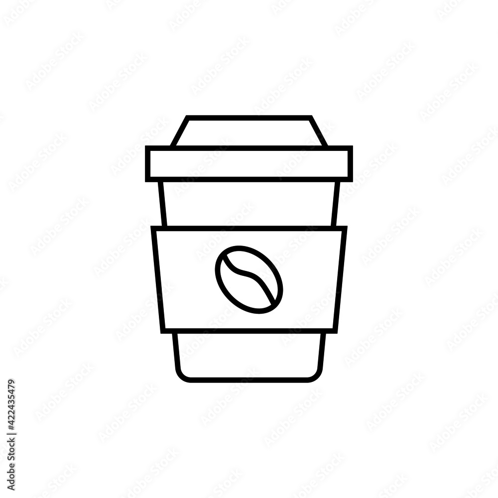 Takeaway Coffee cup icon in flat black line style, isolated on white Takeaway Coffee cup icon in flat black line style, isolated on white