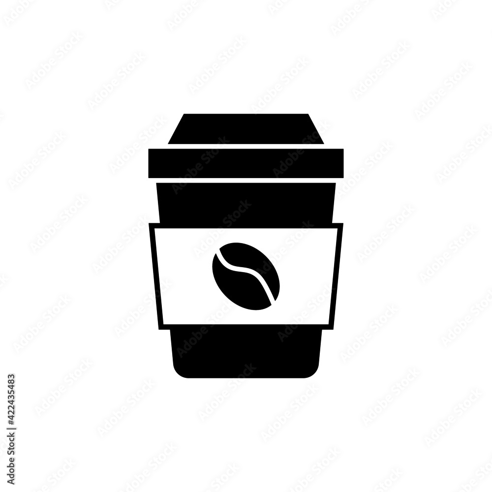 Takeaway Coffee cup icon in solid black flat shape glyph icon, isolated on white background Takeaway Coffee cup icon in solid black flat shape glyph icon, isolated on white background