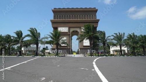 Empty street by iconic Simpang Gumul in Kediri, East Java during Covid outbreak photo