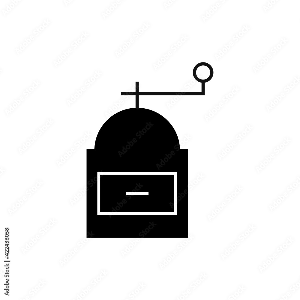 Coffee grains mill icon in solid black flat shape glyph icon, isolated on white background Coffee grains mill icon in solid black flat shape glyph icon, isolated on white background