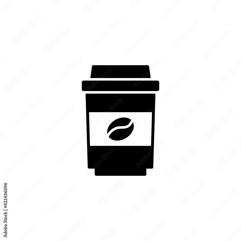 Takeaway Coffee cup icon in solid black flat shape glyph icon, isolated on white background Takeaway Coffee cup icon in solid black flat shape glyph icon, isolated on white background