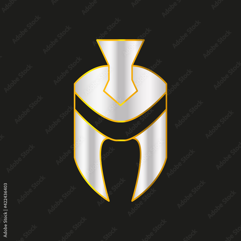Spartan or Greek helmet. Trendy military helmet icon. Armor or head protection icon. Vector illustration isolated against black background. Spartan or Greek helmet. Trendy military helmet icon. Armor or head protection icon. Vector illustration isolated against black background.
