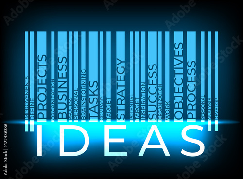 Ideas barcode word tag cloud. Vector illustration