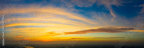 Aerial view of beautiful clouds at sunrise.
