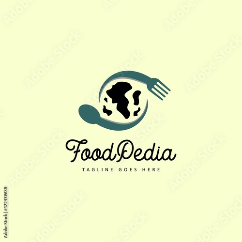food map globe dictionary logo icon vector template
