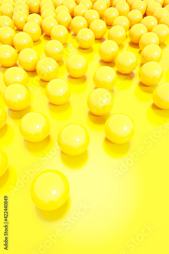 3d render of abstract yellow spheres ball , abstract composition background