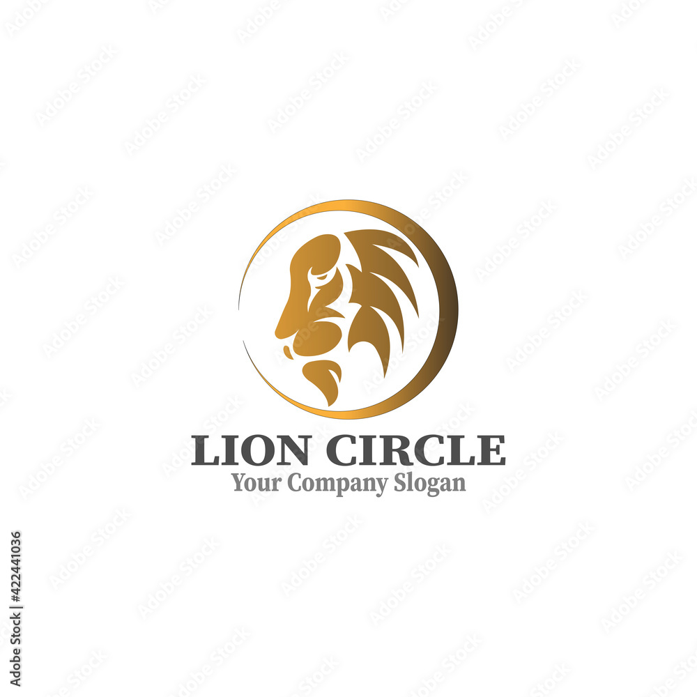 Gold circle Lion Head Vector Logo design Template Gold circle Lion Head Vector Logo design Template