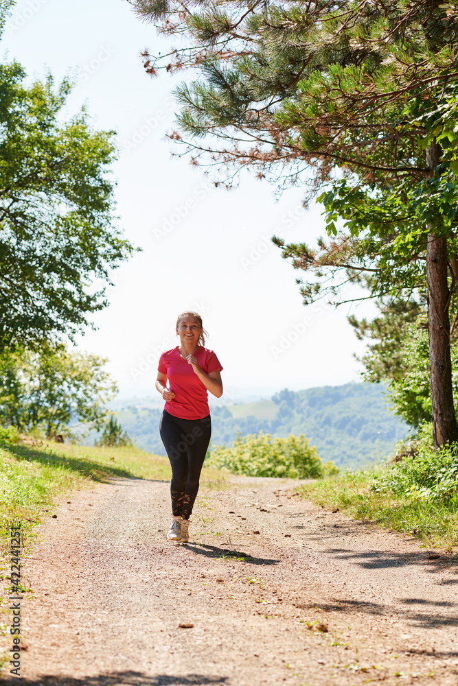 woman enjoying in a healthy lifestyle while jogging woman enjoying in a healthy lifestyle while jogging