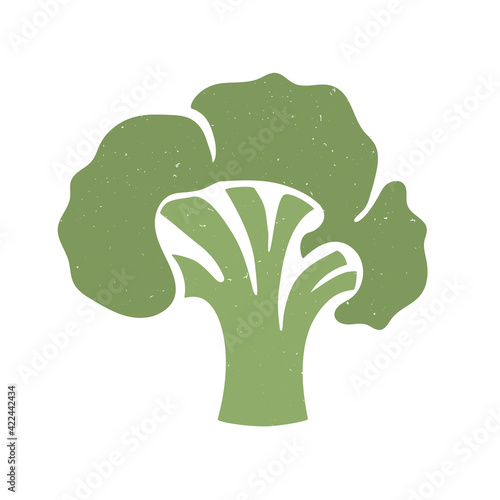 Cute broccoli icon isolated on white background. Colorful pictogram original design. Can be used for infographics, identity or decoration. Vector shabby hand drawn illustration
