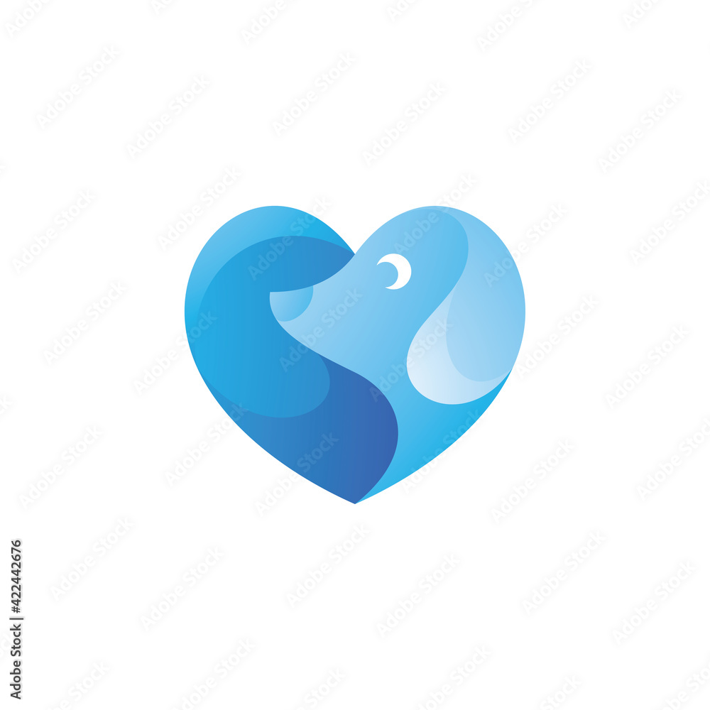 Pet Animal Dog and Heart Shape Logo Pet Animal Dog and Heart Shape Logo