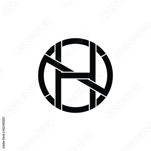 Letter NH, HN circle logo design vector