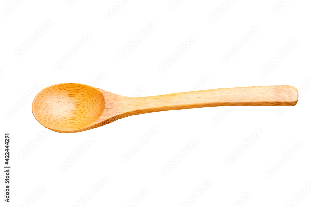 Wooden spoon on white background. The spoon is made of real wood material. Kitchen appliances in isolated with clipping path. Wooden spoon on white background. The spoon is made of real wood material. Kitchen appliances in isolated with clipping path.