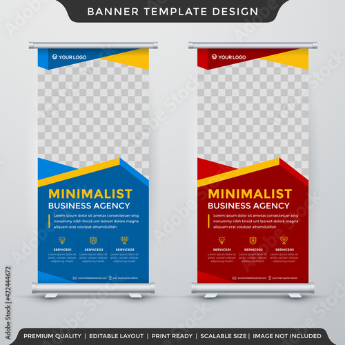 set of business roll up banner template design with abstract background use for business display and presentation