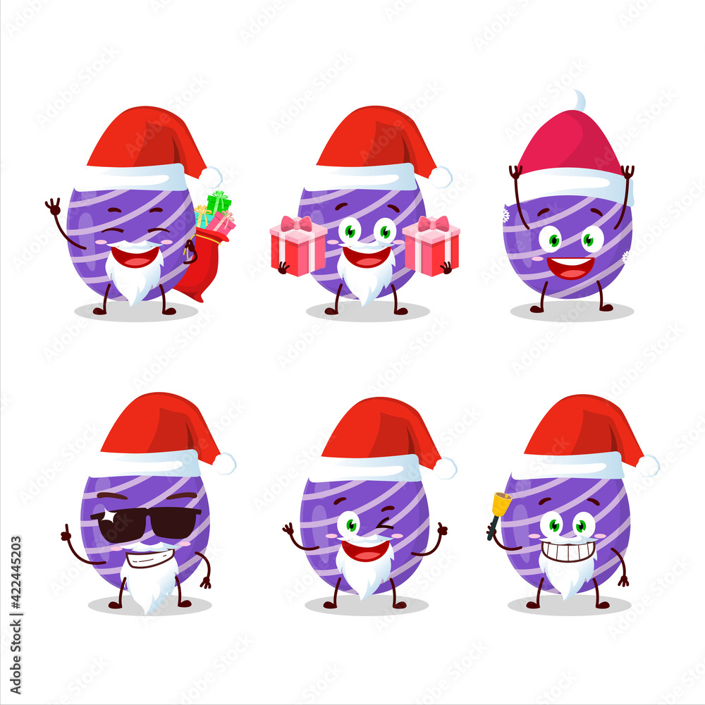 Santa Claus emoticons with purple easter egg cartoon character