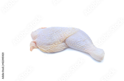 Raw chicken leg isolated on white background with clipping path