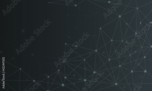 Geometric abstract background with connected line and dots. Network and connection background for your presentation, poster, websites. Scientific vector illustration.