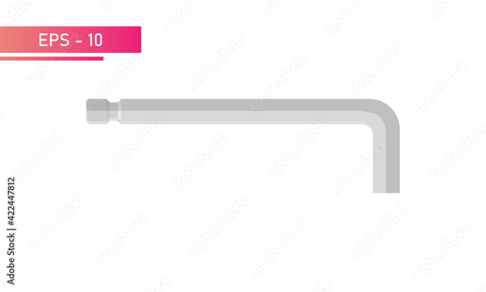 Hex key for the master. Realistic design. On a white background. Flat vector illustration. Hex key for the master. Realistic design. On a white background. Flat vector illustration.