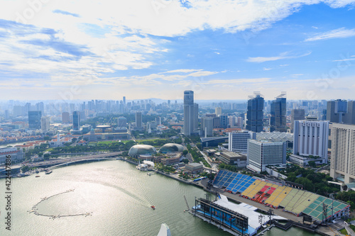 Top views skyline business building and financial district in sunshine day at Singapore City, Singapore