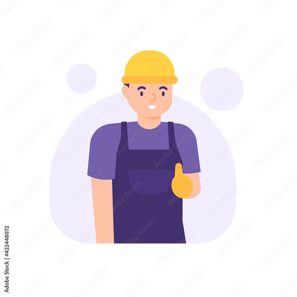 expression of a worker or male laborer who gives a thumbs up or a sign of liking. like or give appreciation. flat style. vector design illustration expression of a worker or male laborer who gives a thumbs up or a sign of liking. like or give appreciation. flat style. vector design illustration