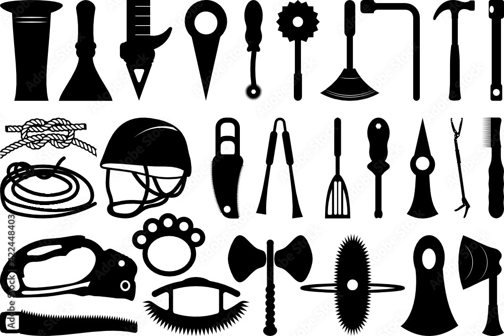 Mountaineers Tool SVG Cut Files Climber Tools Silhouette Climber