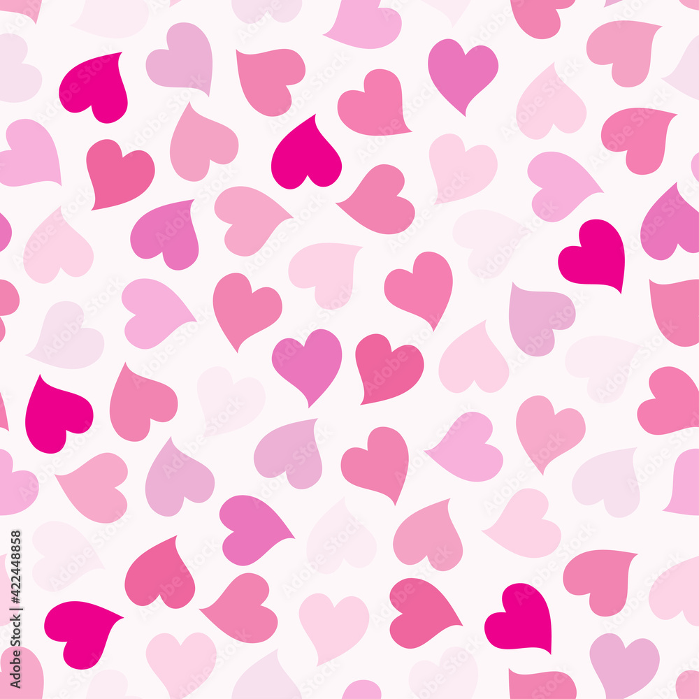 Hearts seamless pattern. Colorful pink hearts. Love. Valentine's Day background.
