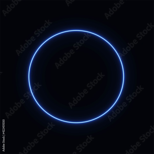 abstract neon circle glowing in the dark. design element for poster, banner, advertisement, print. Vector graphics. neon illustration. glowing circle.