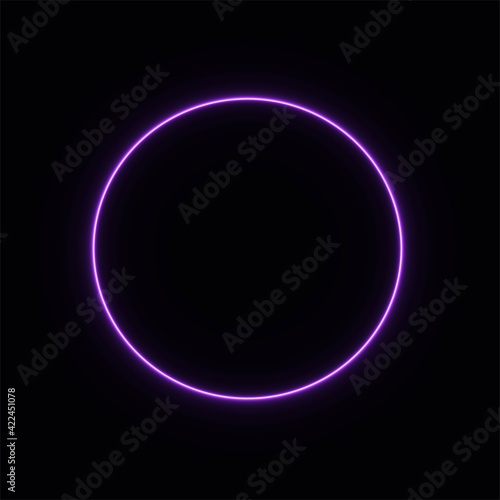 abstract neon circle glowing in the dark. design element for poster, banner, advertisement, print. Vector graphics. neon illustration. glowing circle.