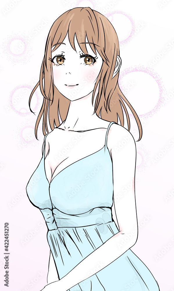 可愛いワンピースの女の子(上半身)