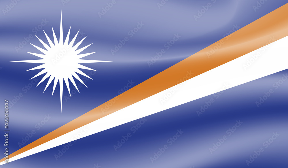 Fototapeta premium Marshall Islands flag with the effect of crumpled paper and grunge