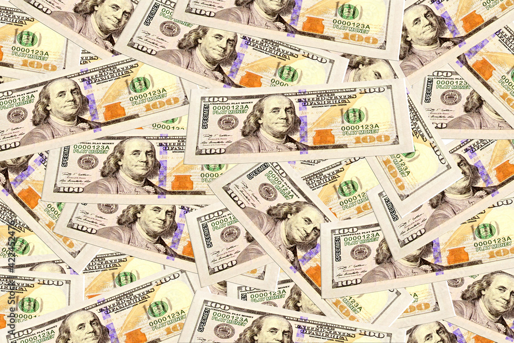 US dollar background. $100 bill as a background. US currency dollar bills