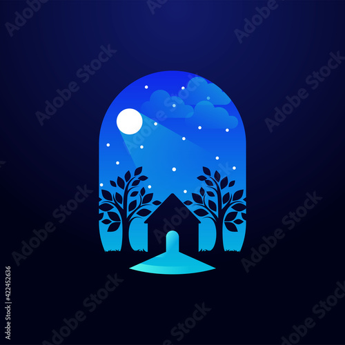 Natural house vector illustration template