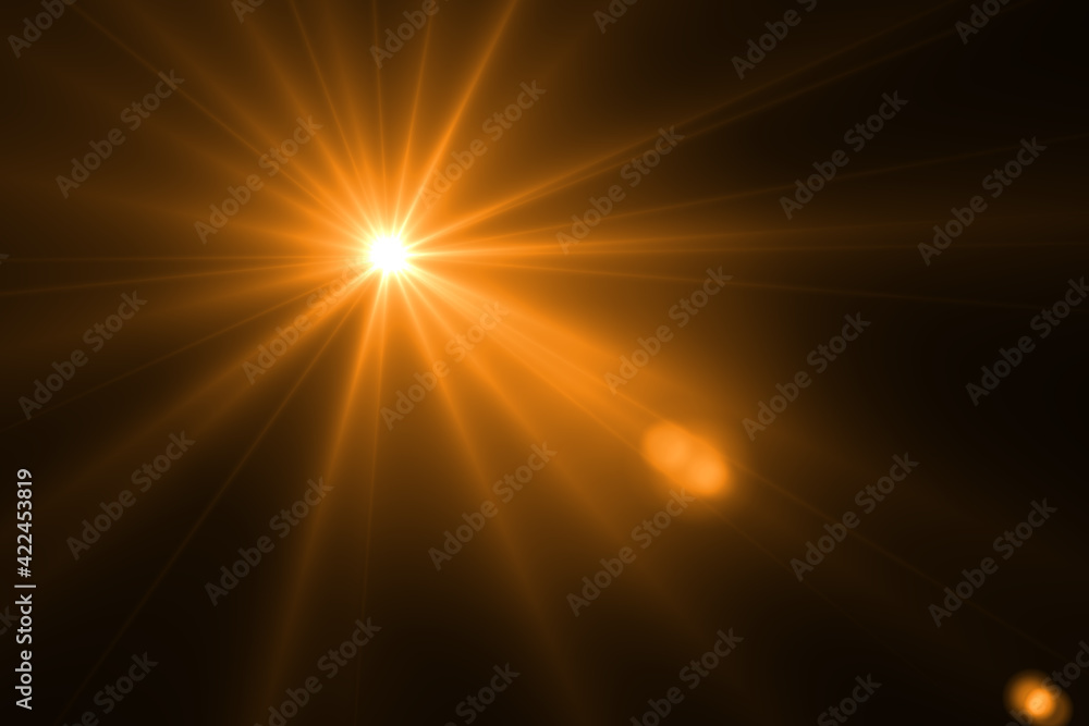 Lens flare effect Golden sun light