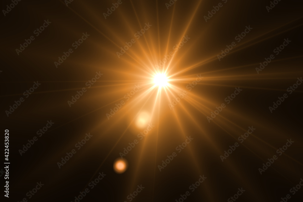 lens flare effect Golden sun light