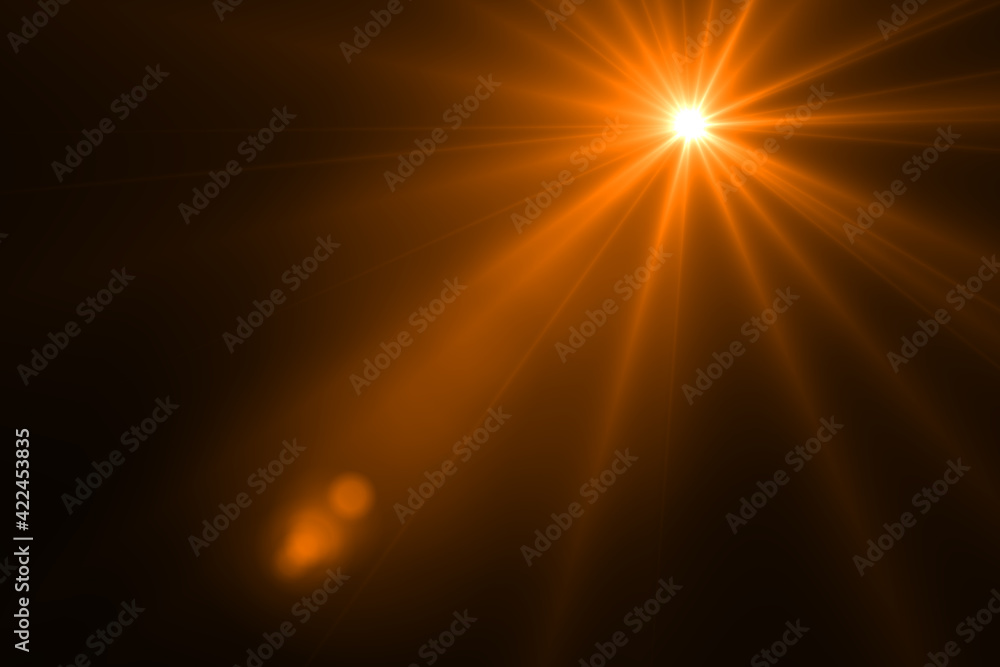Lens flare effect Golden sun light