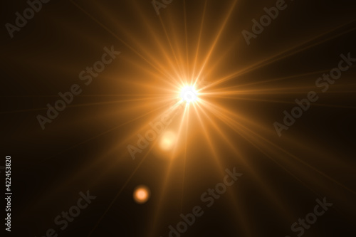 lens flare effect Golden sun light