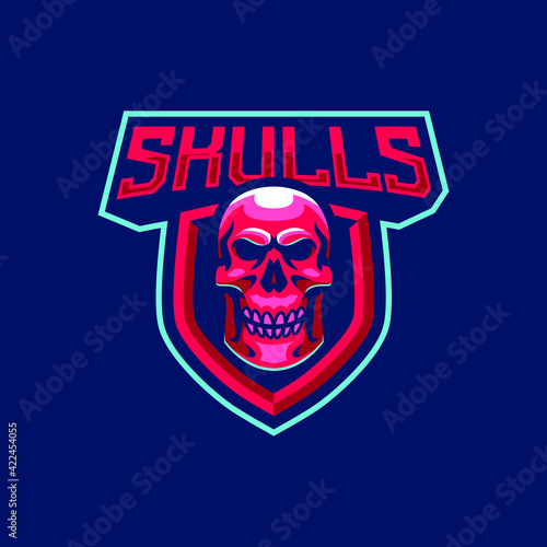 Skulls mascot logo design illustration © Ario