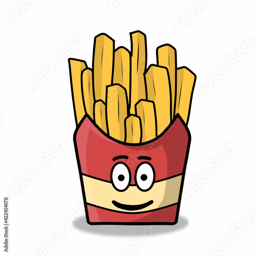 cute french fries character vector template design illustration