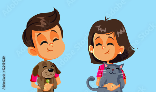 Happy Children Holding their Pets