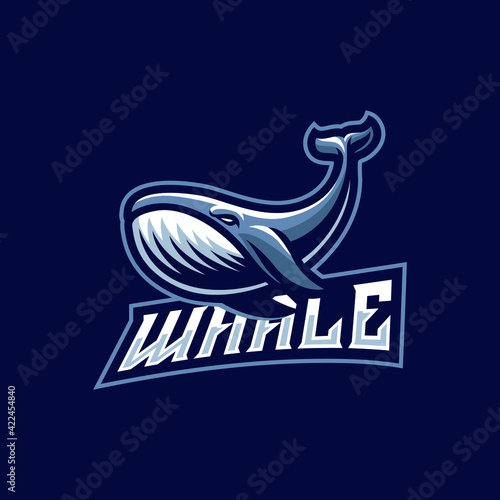 Whale mascot logo design illustration
