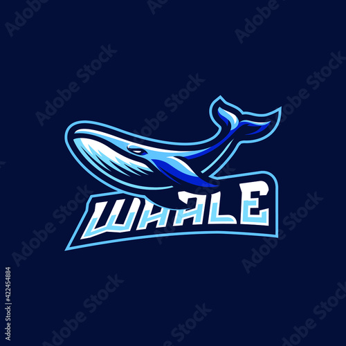 Whale mascot logo design illustration