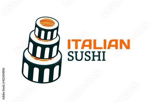 italian sushi pisa tower logo concept design illustration