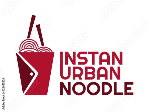 instant urban noodle red box logo concept design illustration