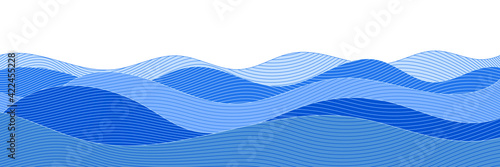 Vector drawing of waves on the sea, natural background