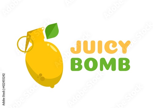 Juicy Bomb Lemon yellow fruit logo concept design illustration